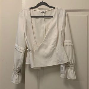 AREA Blouse with Crystal Embellished Sleeves